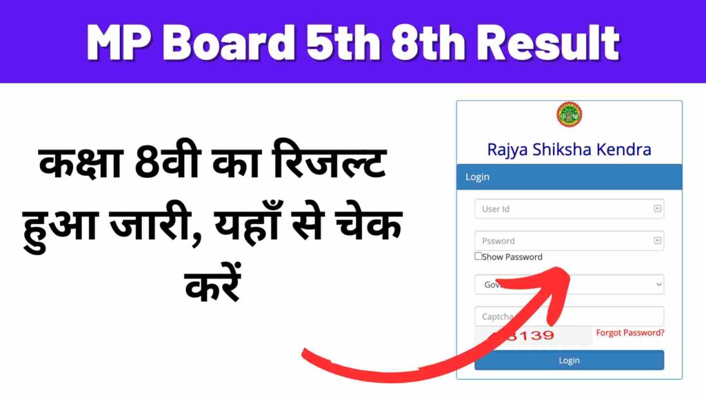 MP Board 5th 8th Result