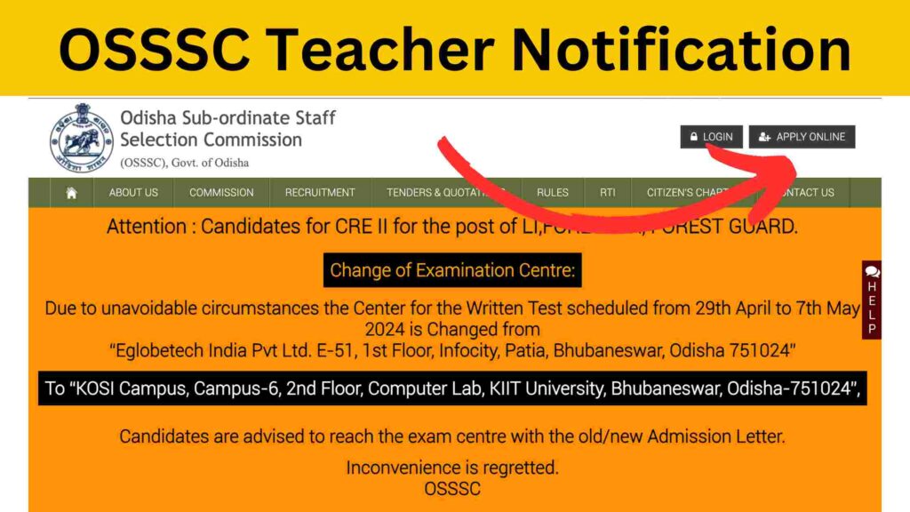 OSSSC Teacher Notification 2024: Apply For 2629 Teachers' Posts