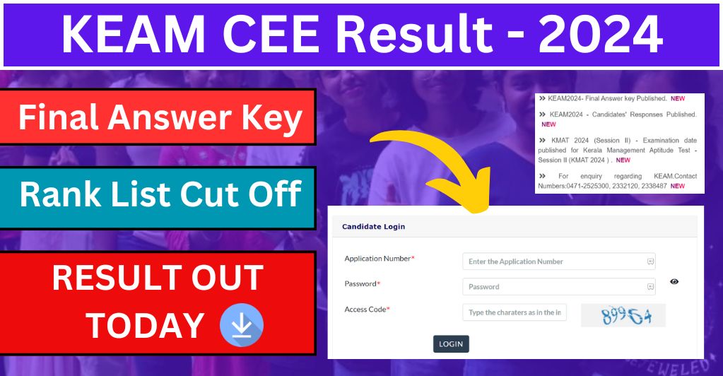 KEAM CEE Result 2024 Final Answer Key Published Rank List Cut Off